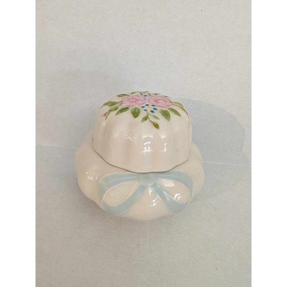Floral and Bow Ginger Jar Trinket Dish by Pearl China & Pottery Co